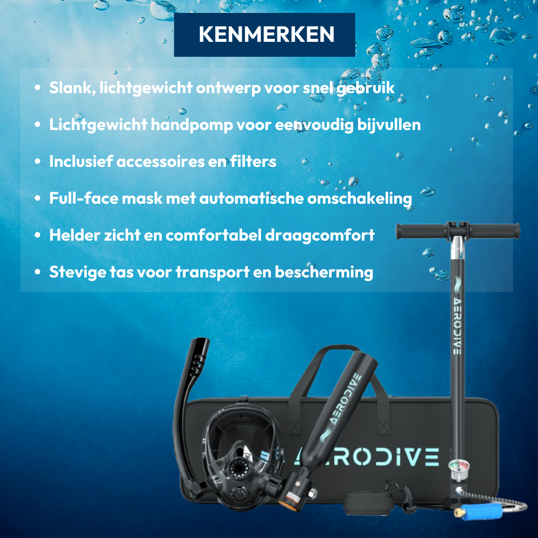 AeroDive T500 + Handpomp + Masker V2 (Incl. opbergtas)