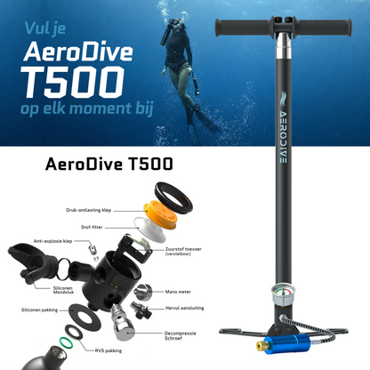 AeroDive T500 + Handpomp + Bril (Incl. opbergtas)