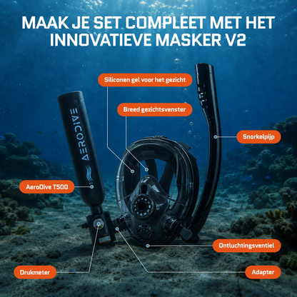 AeroDive T500 + Handpomp + Masker V2 (Incl. opbergtas)